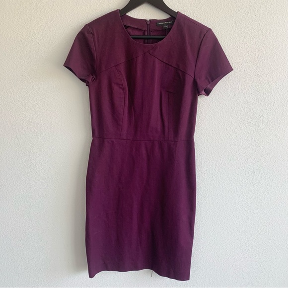Banana Republic Short Sleeve Classy Business Corporate Dress Maroon Burgundy - Picture 2 of 4